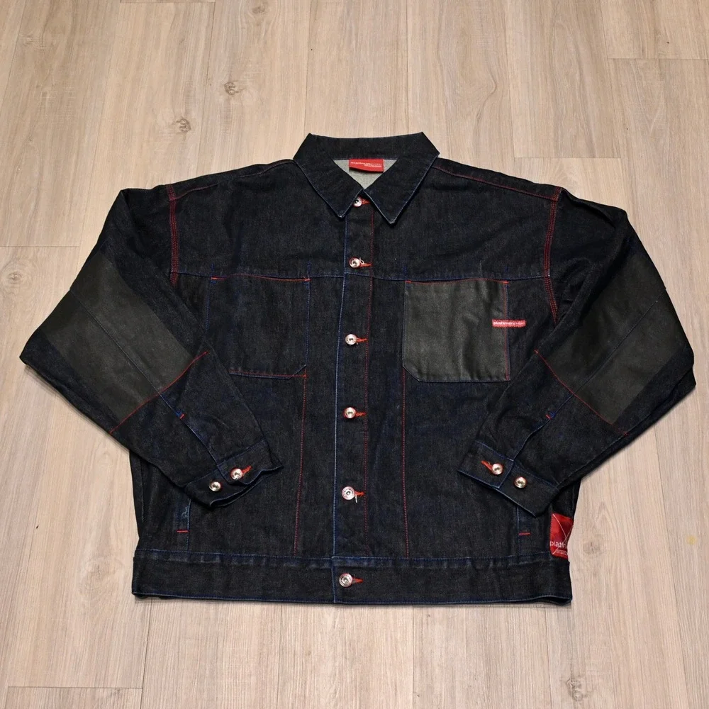 Vintage Platinum FUBU Fat Albert Denim Jacket 2X Y2K Embroidered Dark Wash